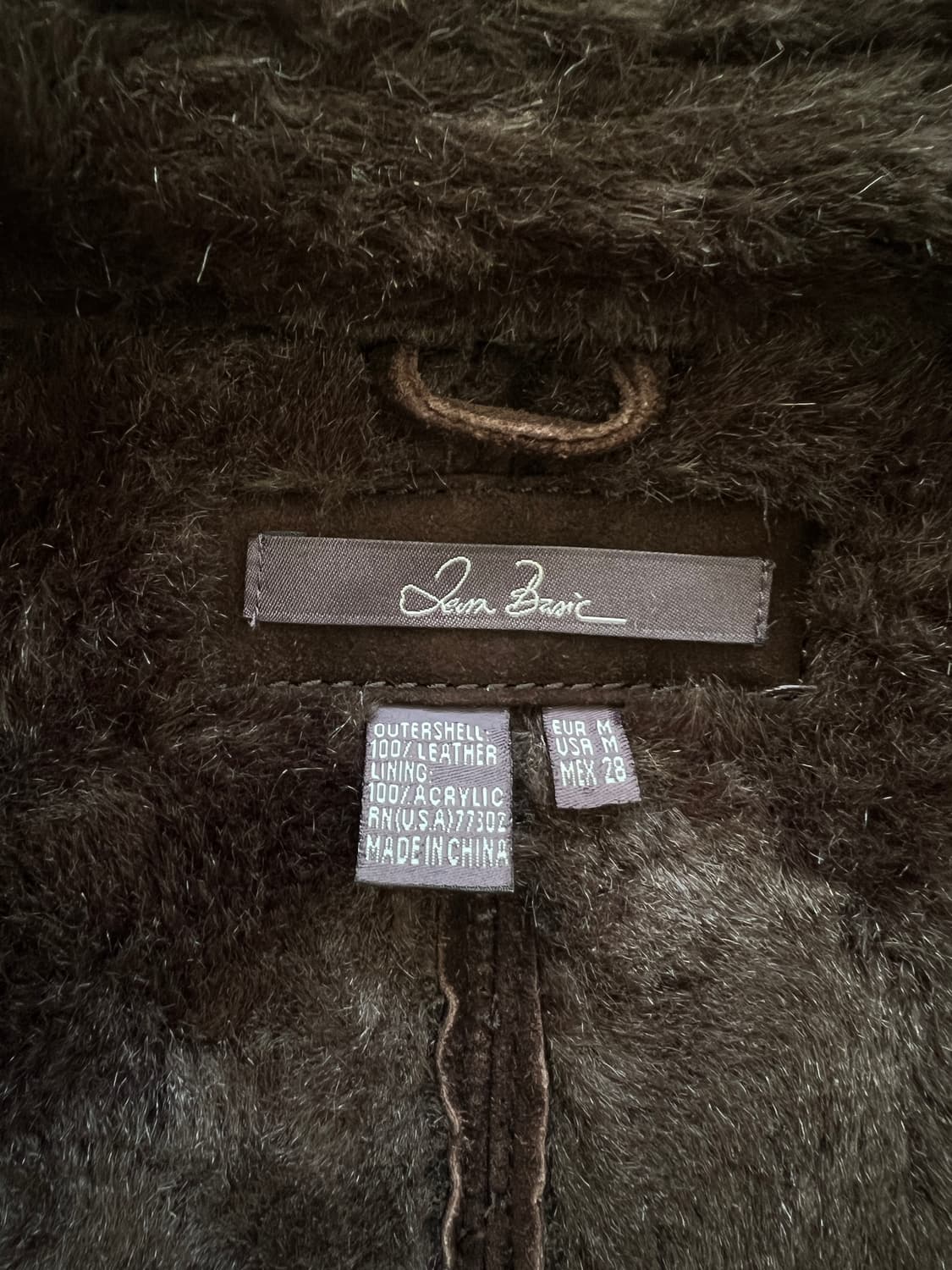 빈티지 다크 브라운 퍼 트리밍 레더 코트 상품이미지3