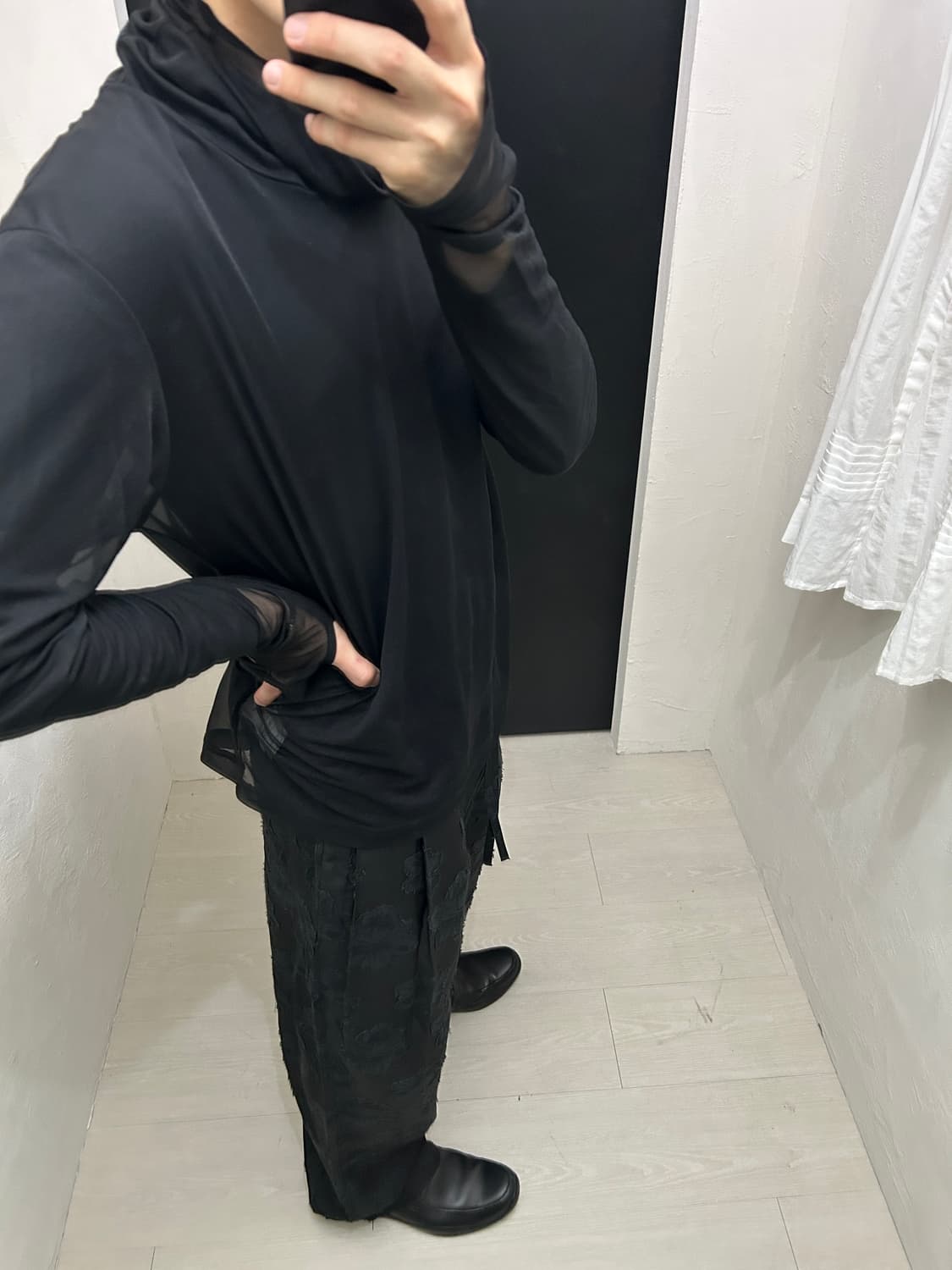 youth structured wide pants black flower 상품이미지1