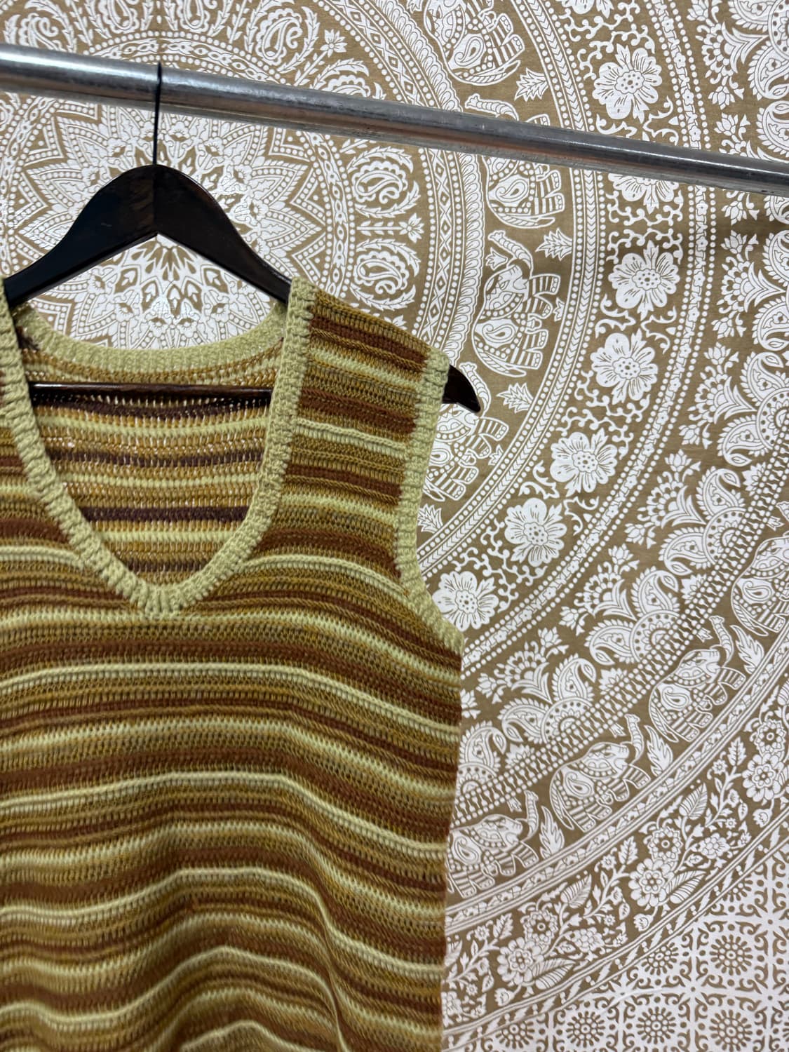 빈티지 여성 브이넥 스트라이프 니트 조끼  상품이미지4