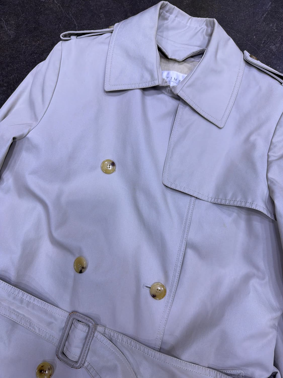 타임 더블 트렌치코트 벨트 롱코트 베이지 82 상품이미지3