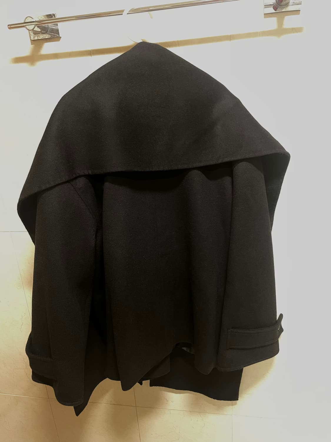 [생긴스튜디오] 벨티드 머플러 울 코트 - 블랙 상품이미지5