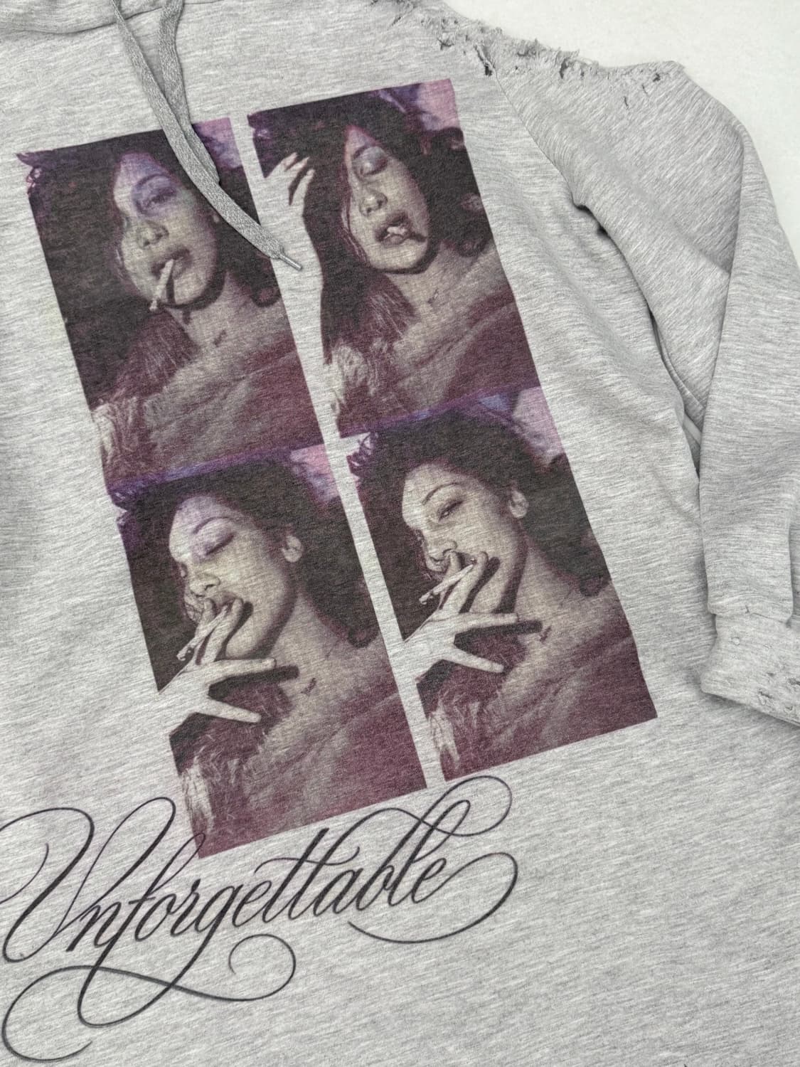 디스트레스 그레이 언발 후드 원피스  상품이미지5