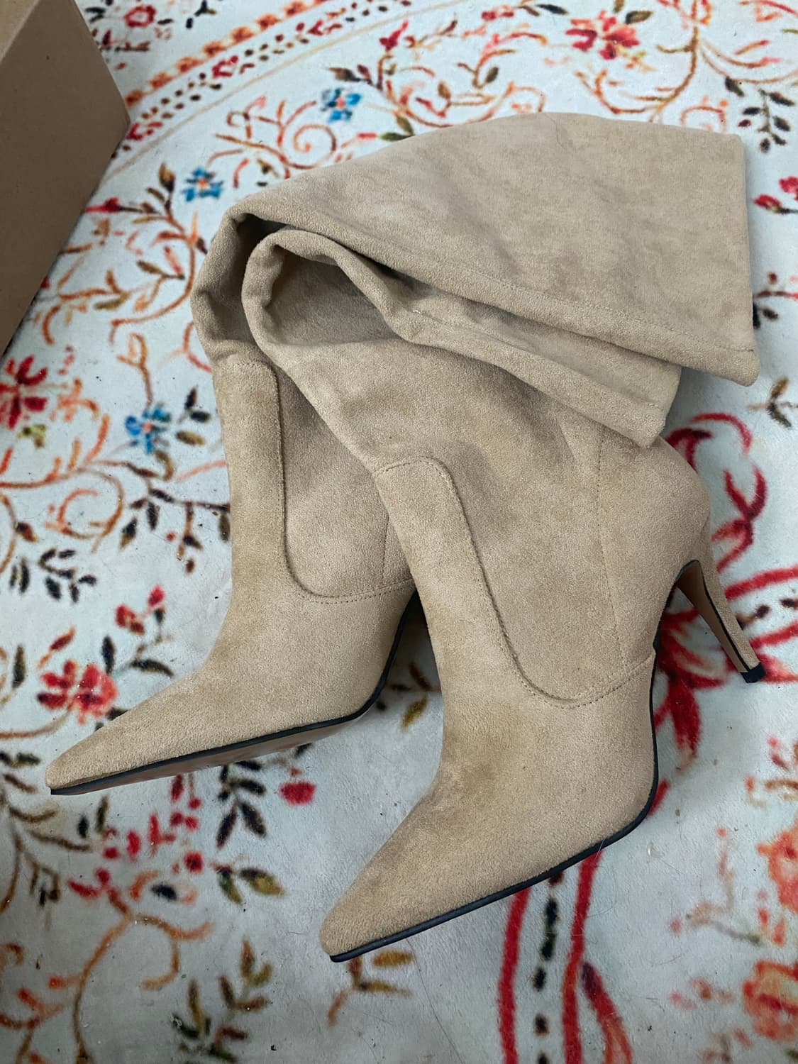 베이지 스웨이드 롱부츠 235mm 상품이미지1