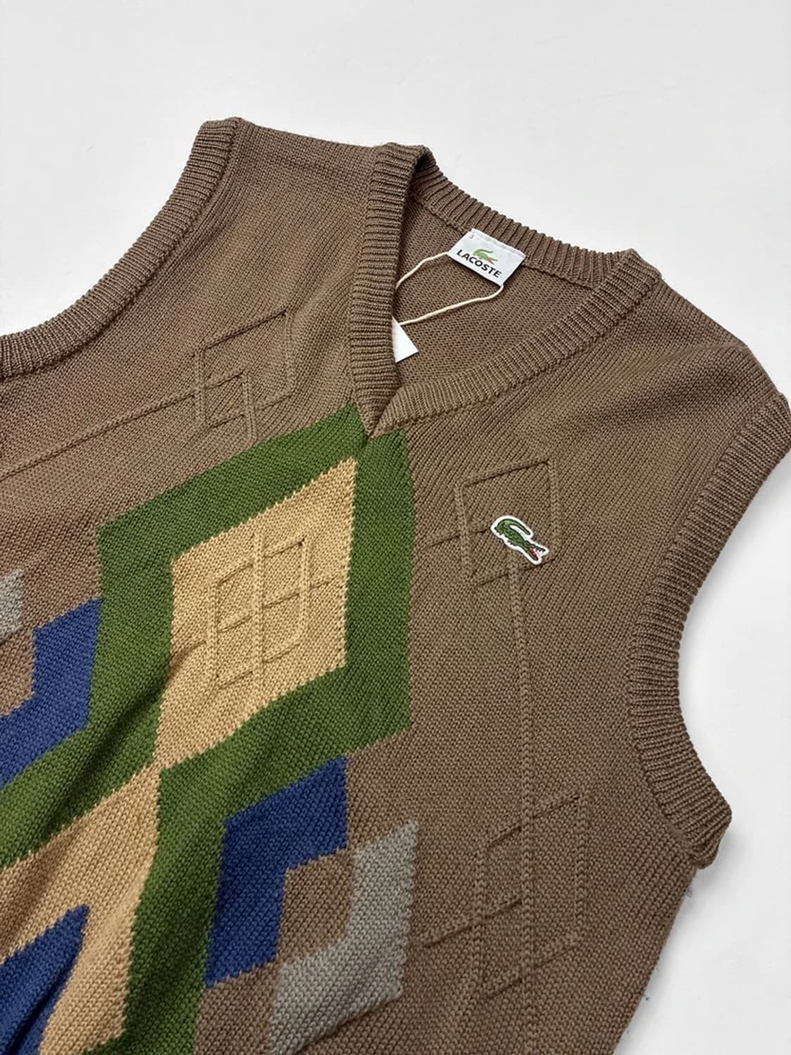 라코스테 90s 재팬 아가일 울 니트 베스트 PN5131 상품이미지2