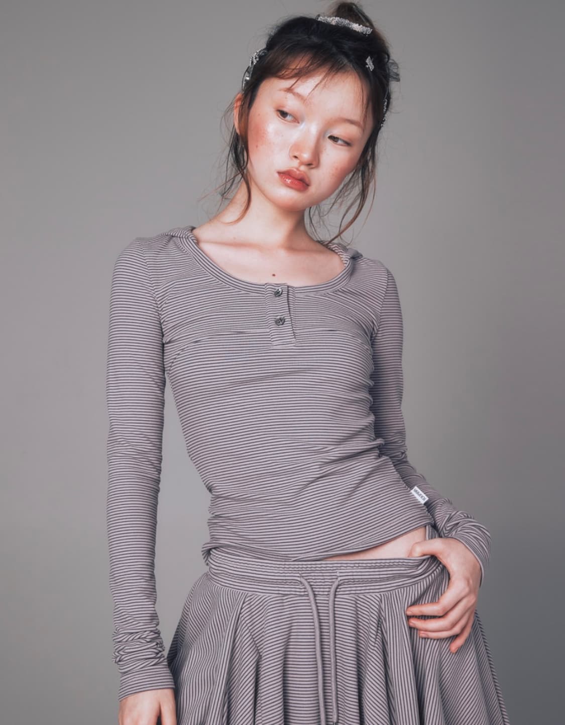 유희 HOODIE LONGSLEEVE_GRAY 상품이미지1