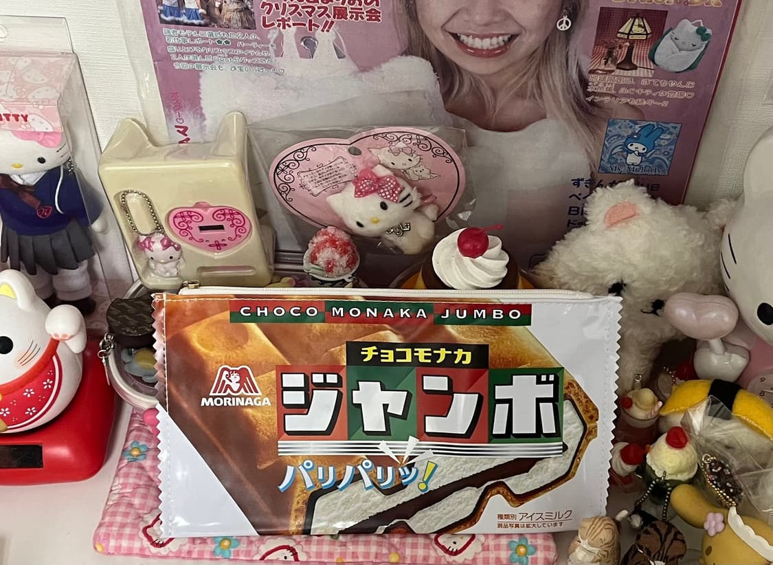 일본 모나카 아이스크림 파우치 필통 갸루 빈티지 고전문구 음식 패러디 상품이미지1