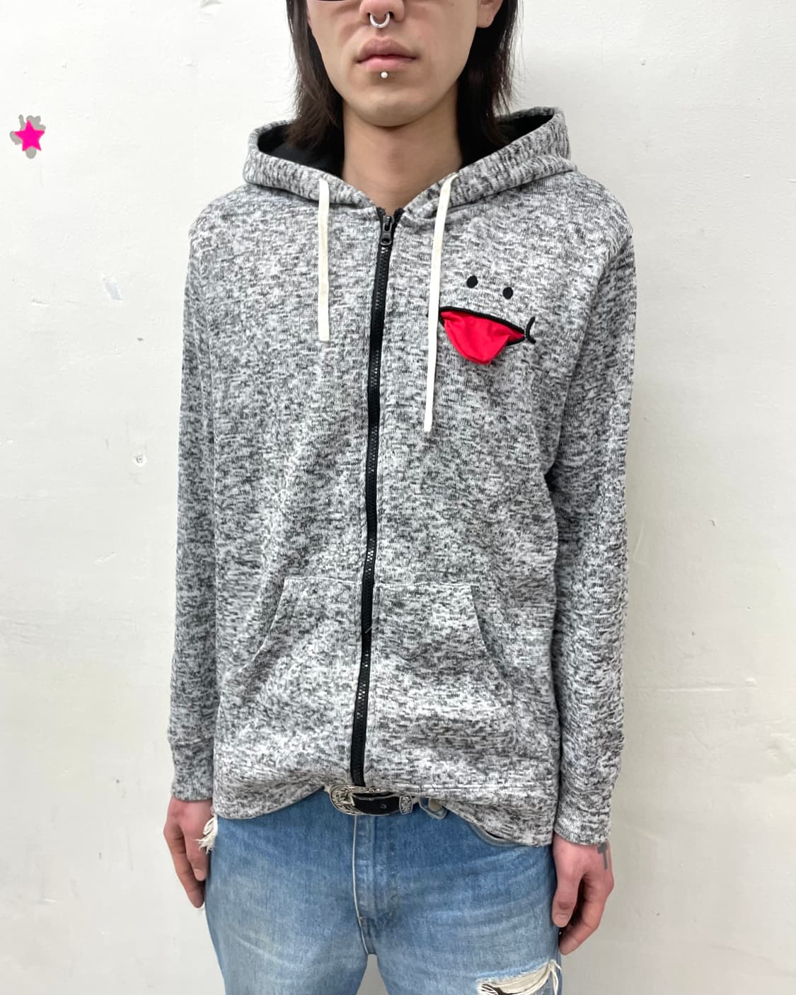  Merong Melange Gray Hooded Zip-Up  상품이미지3