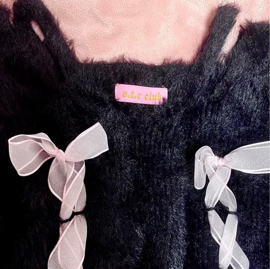 STC빈티지 발레리나니트 발레코어 히메갸루 앙고라 리본 아일렛니트 옾숄 상품이미지2