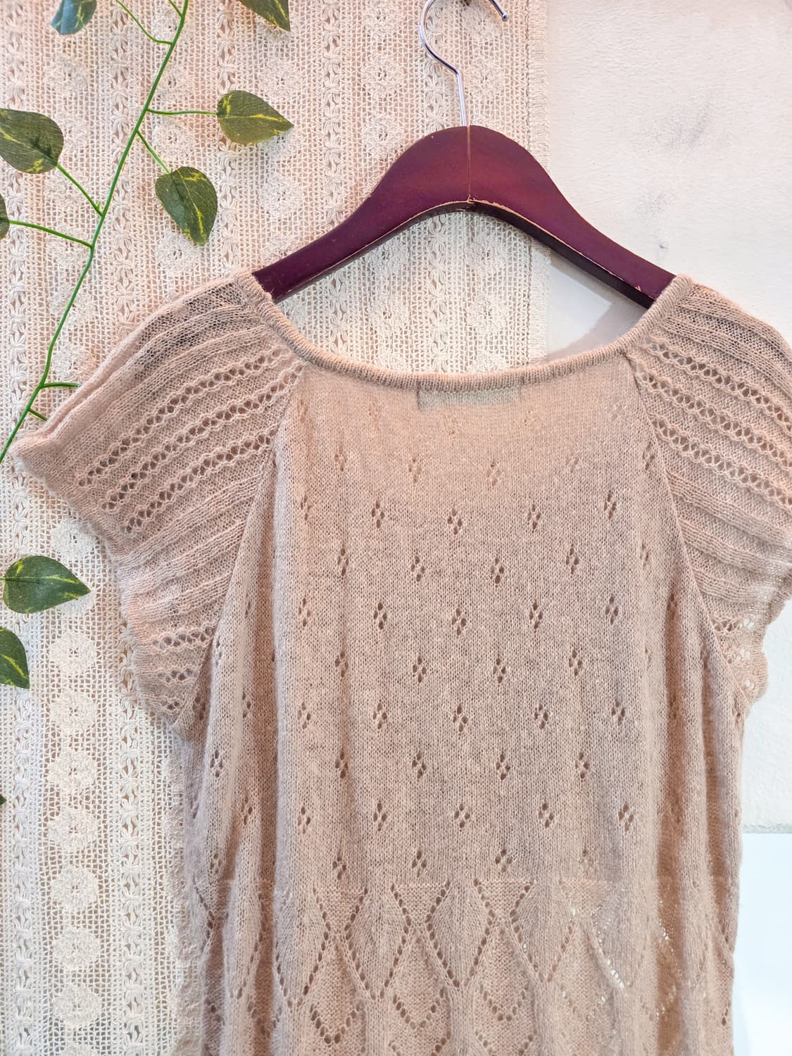 핑크 반팔 니트 탑 상품이미지5