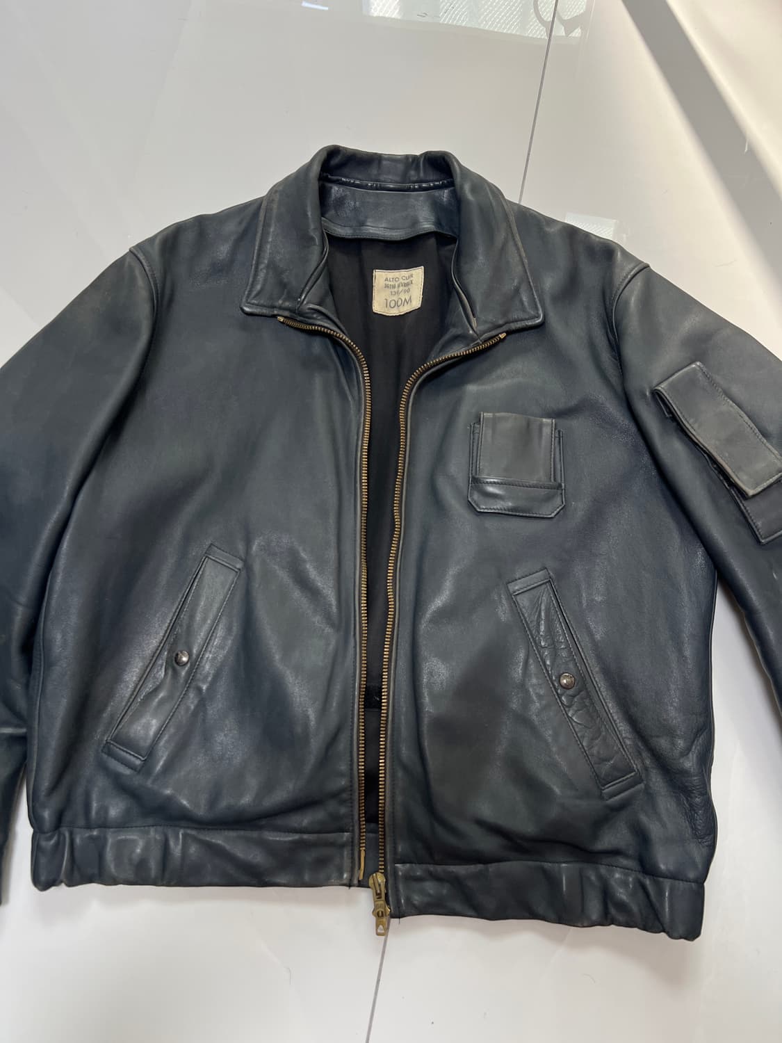 80s 프랑스 공군 파일럿 레더 자켓 오리지널 상품이미지2