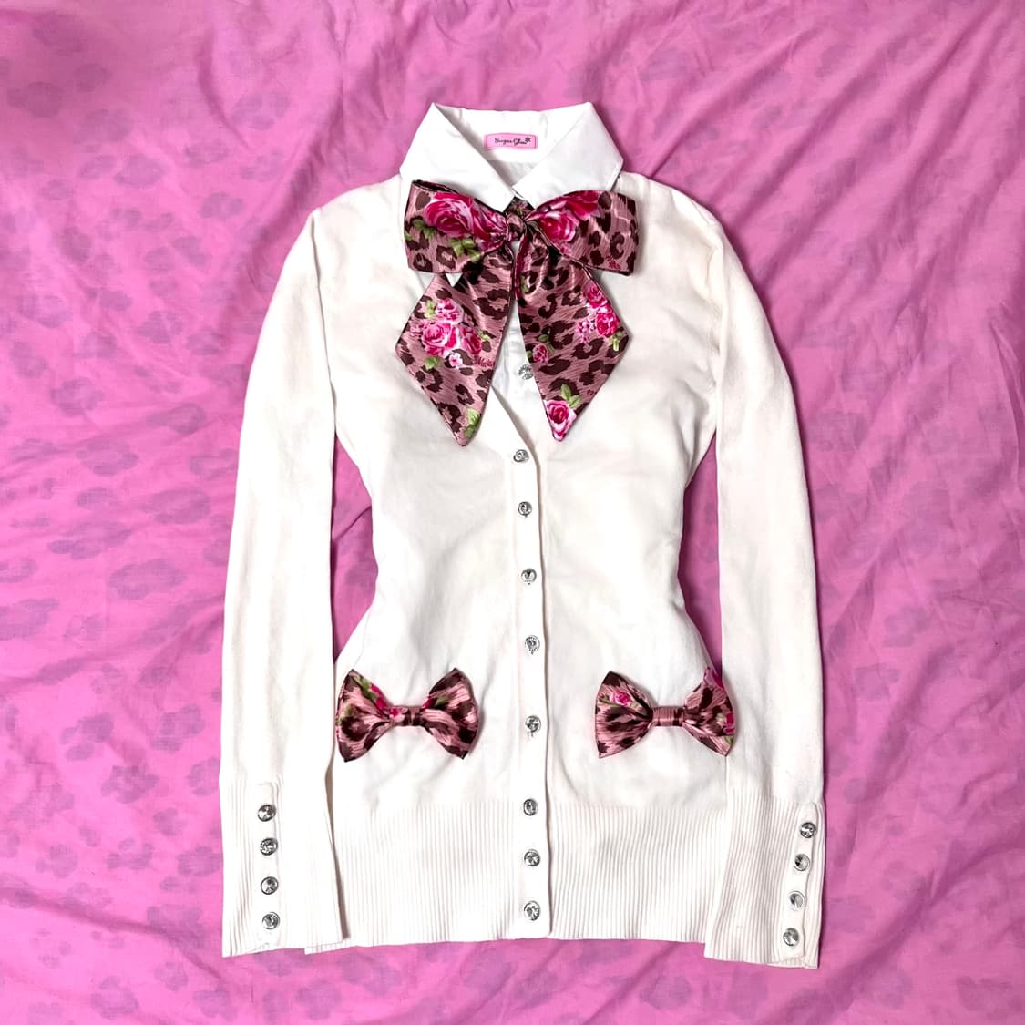 MA*RS 마즈 로즈 호피 가디건 리본 상의 세트 / MARS 고갸루 상품이미지1