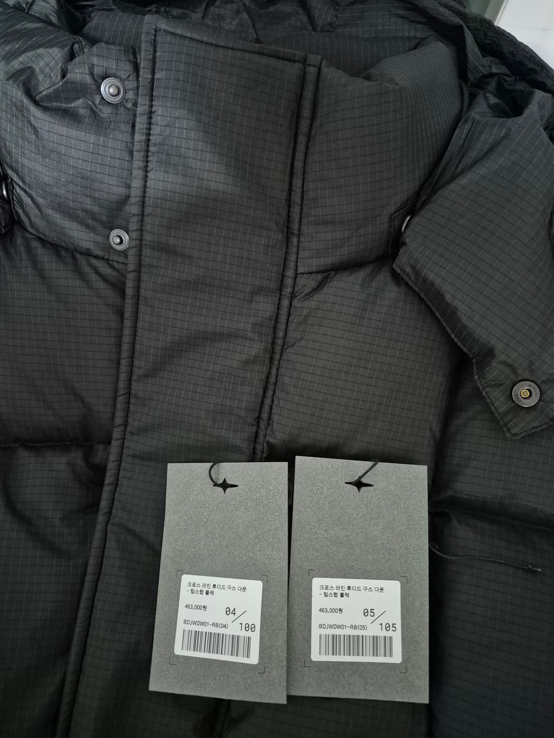 25FW 벨리에 크로스라인 후디스 구스다운 립스탑블랙 상품이미지6