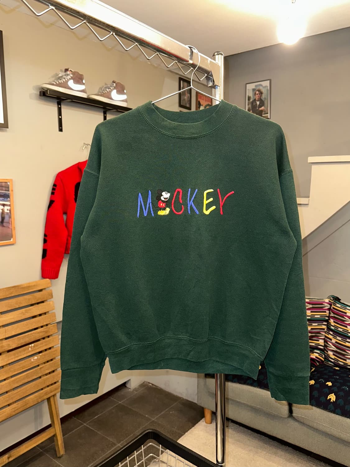 90’s Disney Mickey logo embroidery sweat 상품이미지4