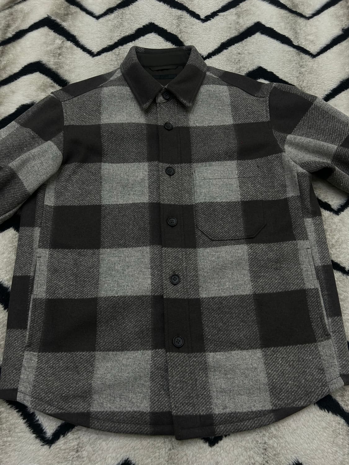 [L]유니클로 블록 울 오버핏 체크 셔츠 자켓 상품이미지2