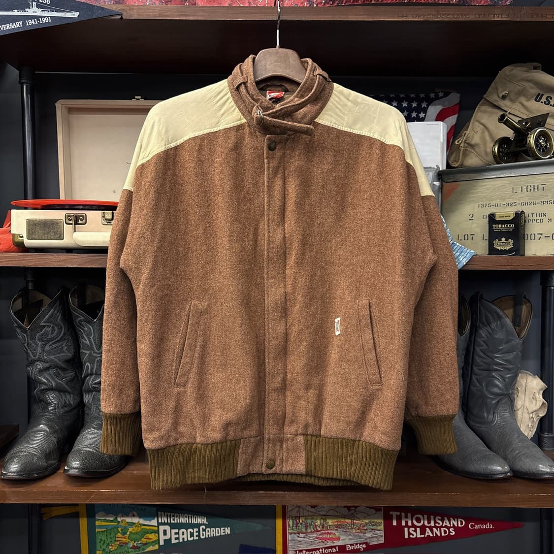 80s 말보로 레저웨어 발렌티노 생산 보카시 울 니트 블루종 N1144 상품이미지1