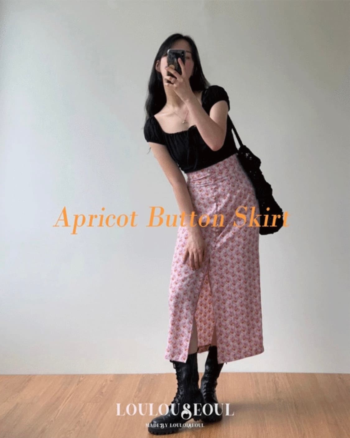 [새상품] 루루서울 에프리콧 버튼 스커트 오렌지 상품이미지3
