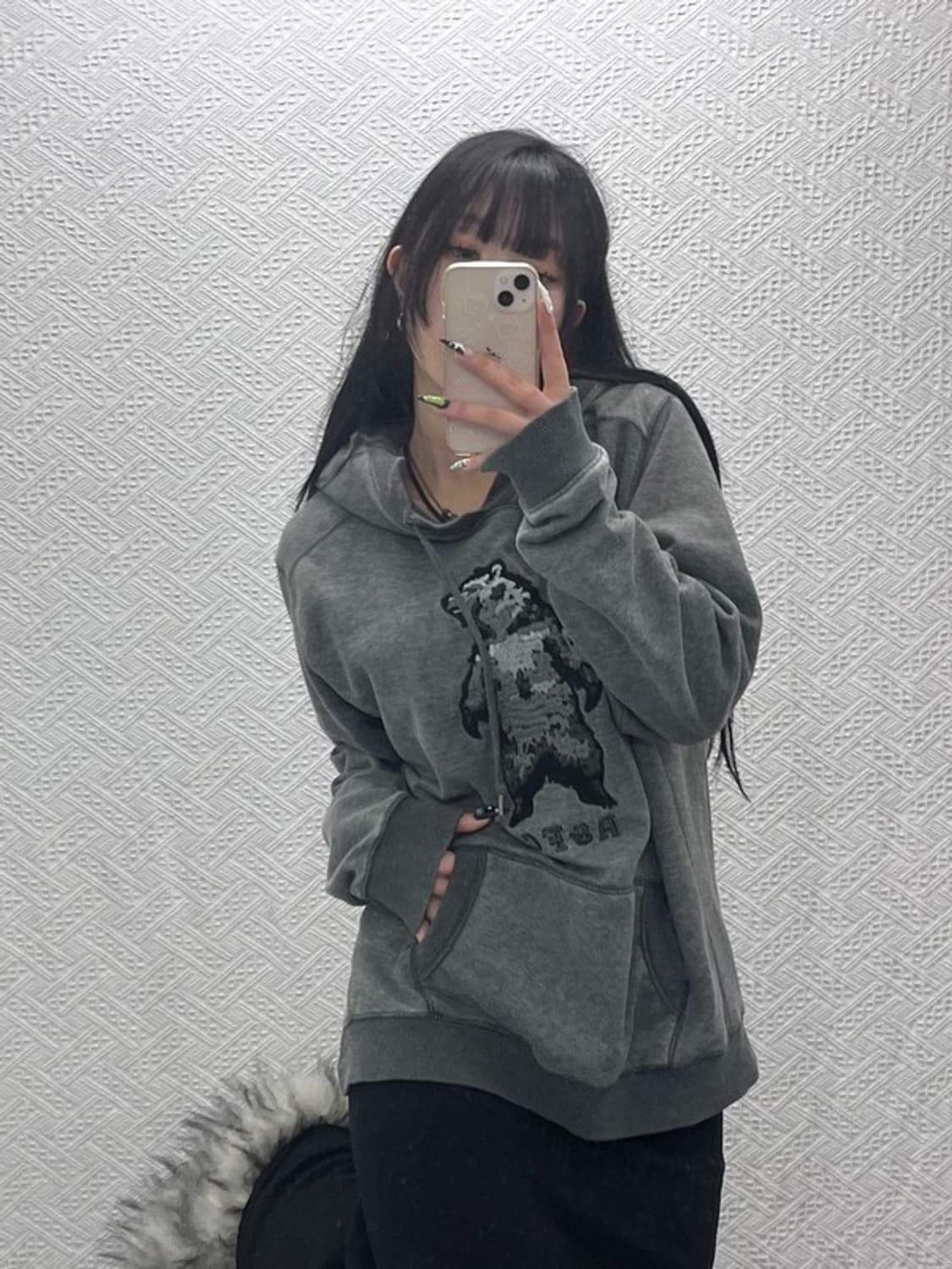 아베크롬비 올드스쿨 키치 불곰자수 약기모 후드티 XL C08799 상품이미지1