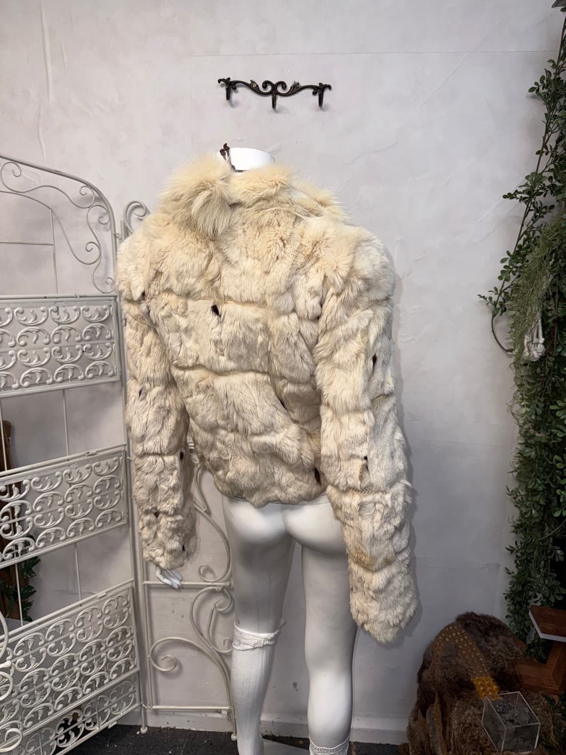 Ivory rabbit & fox fur stitch jacket  상품이미지5