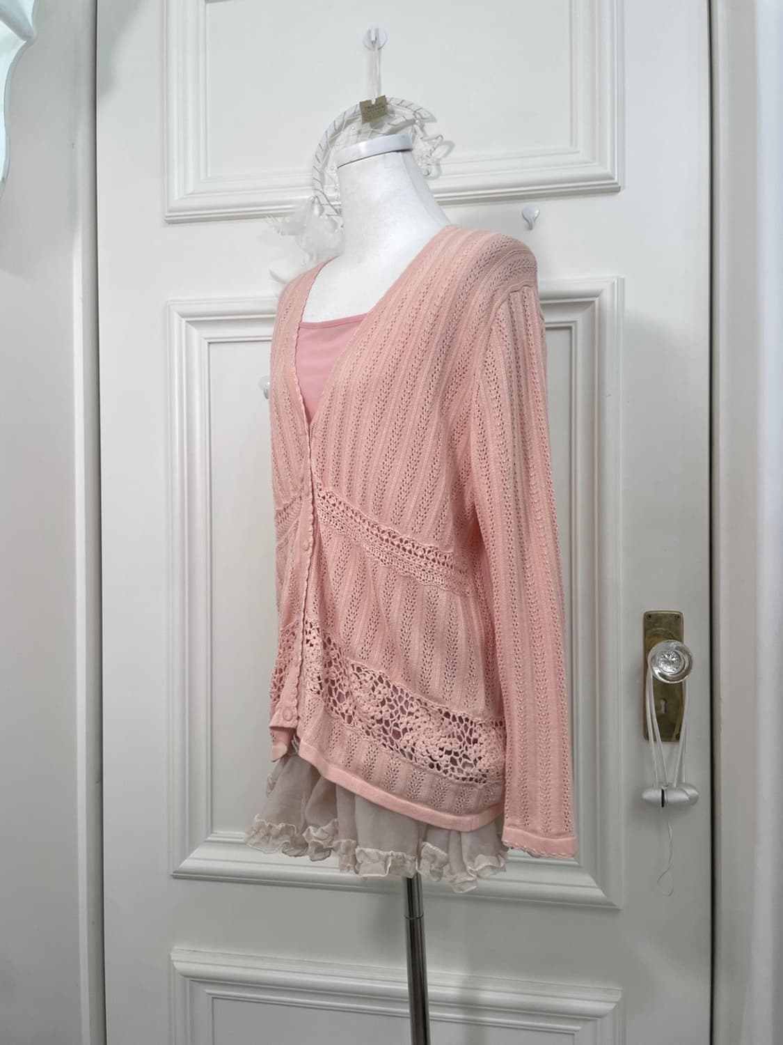 AYLESBURY coral crochet v-neck loose car 상품이미지2