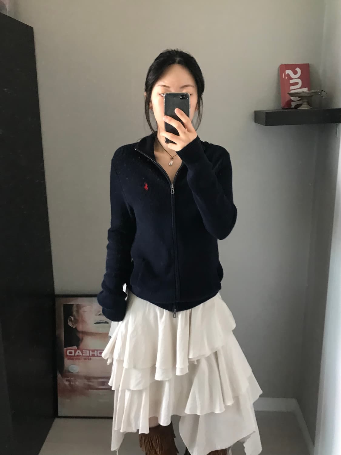 폴로 랄프로렌 포니 로고 네이비 니트집업 상품이미지4