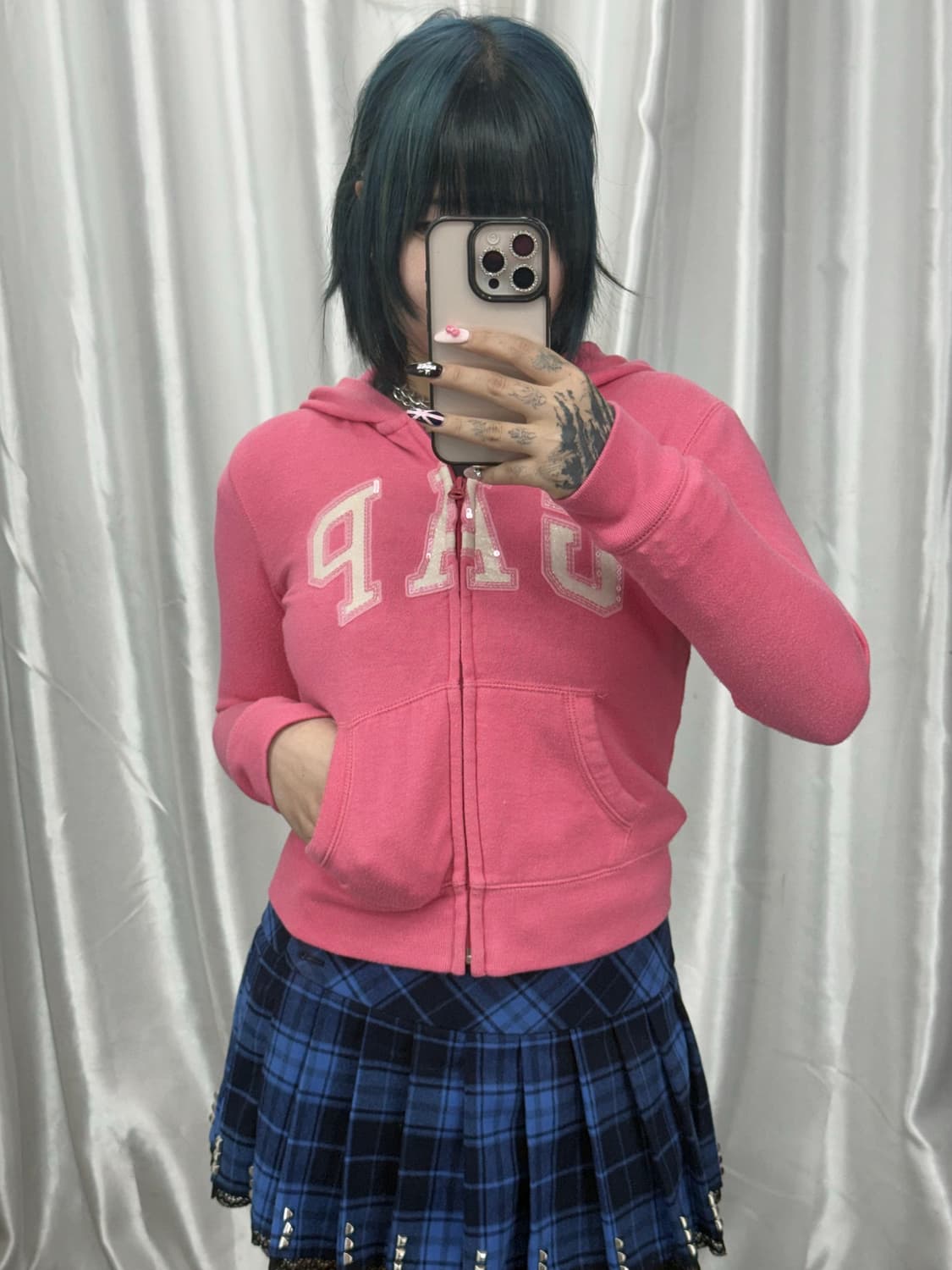 GAP hot pink crop hood zip-up 상품이미지2