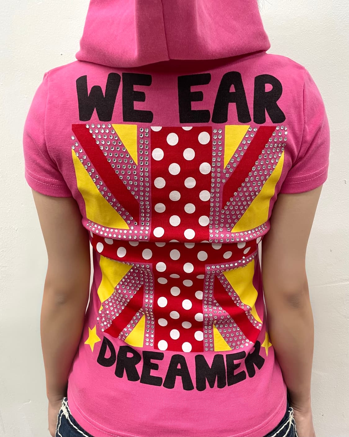 Dot Union Jack Cubic Pink Hoodie T-shirt 상품이미지7