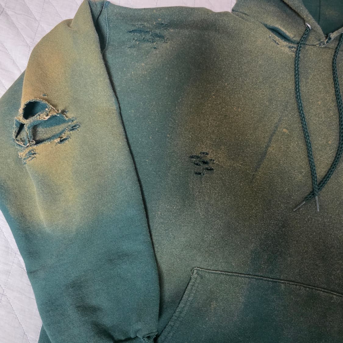 [L] 00-90s 빈티지 헤인즈 페이드 트래쉬드 그린 후드티 후디 상품이미지2