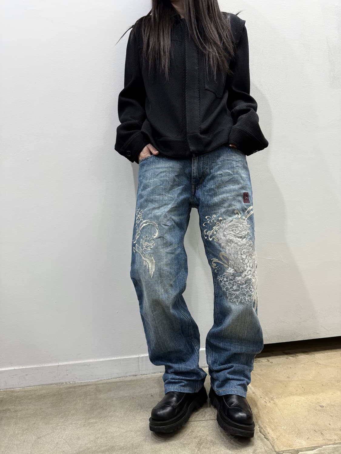 카라쿠리 타마시 오리엔탈 디테일 와이드 데님팬츠 상품이미지4