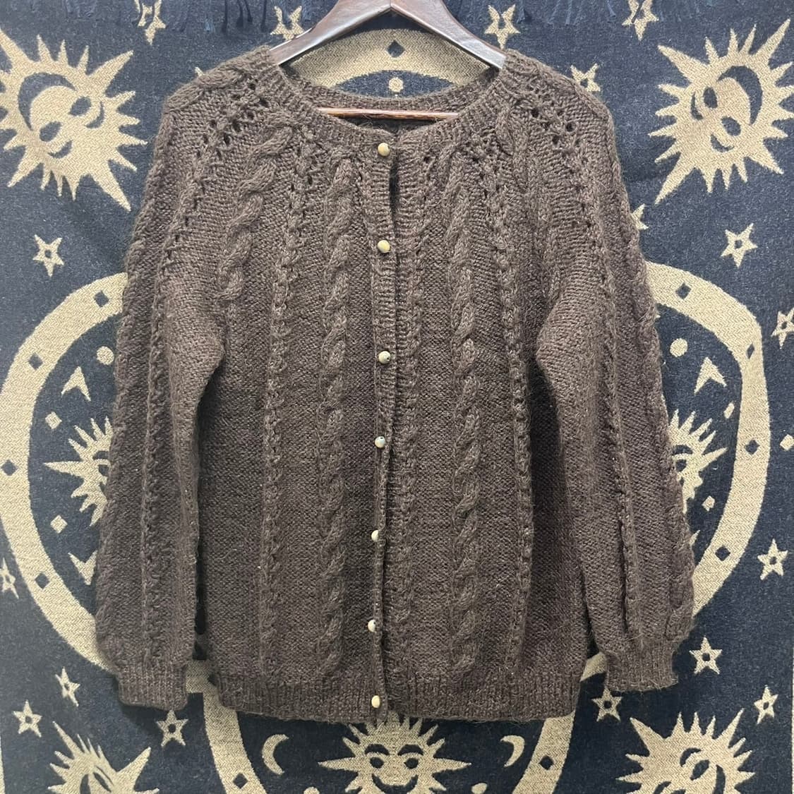 빈티지 모리 모카브라운 오버핏 니트 뜨개 가디건 K0016 상품이미지3