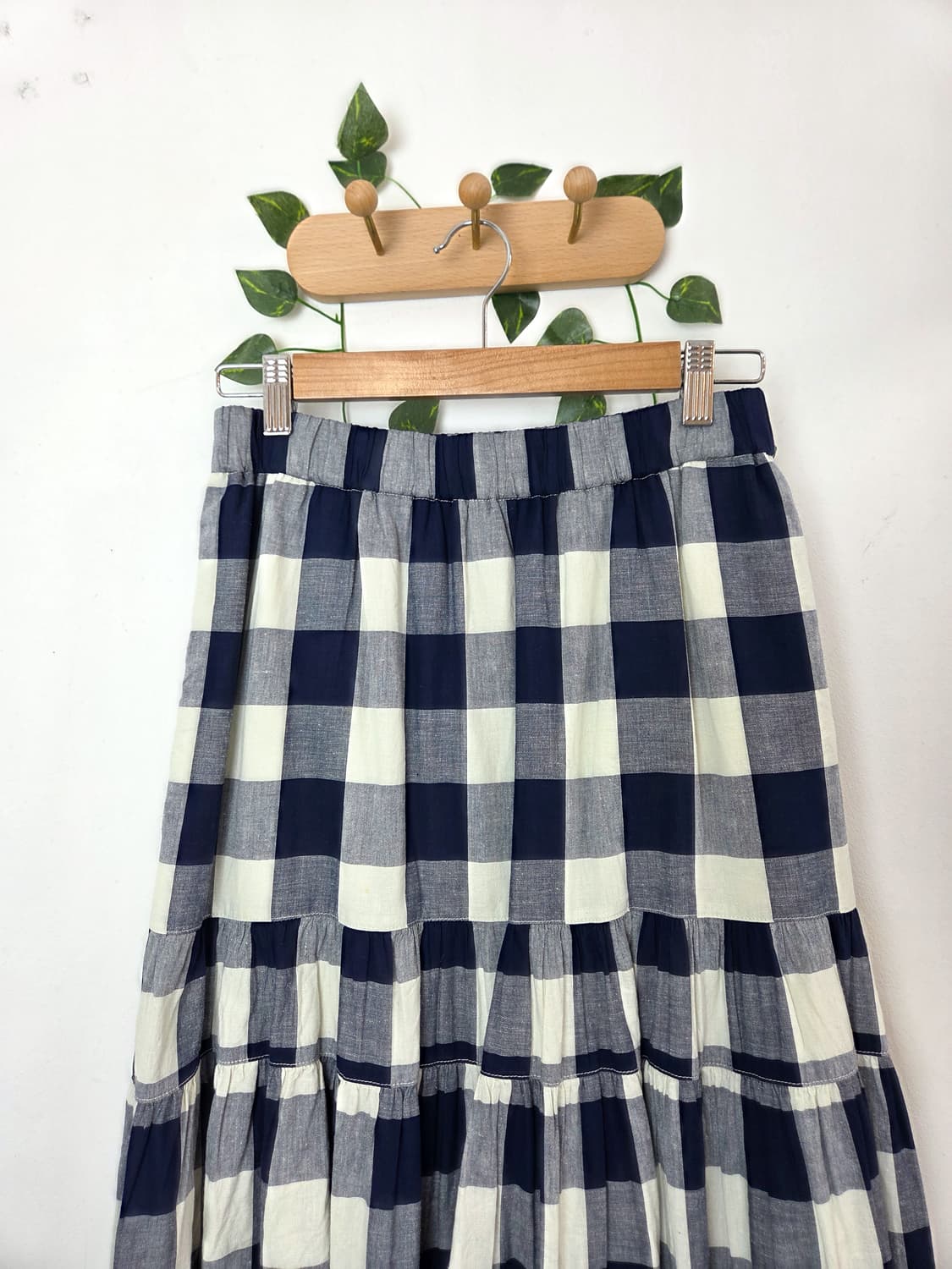 체크 캉캉 린넨 스커트 상품이미지2