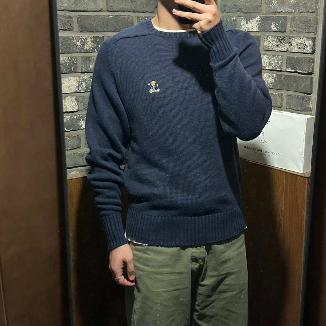 S) 폴로 랄프로렌 폴로 베어 헤비코튼 라운드넥 니트 네이비 상품이미지9
