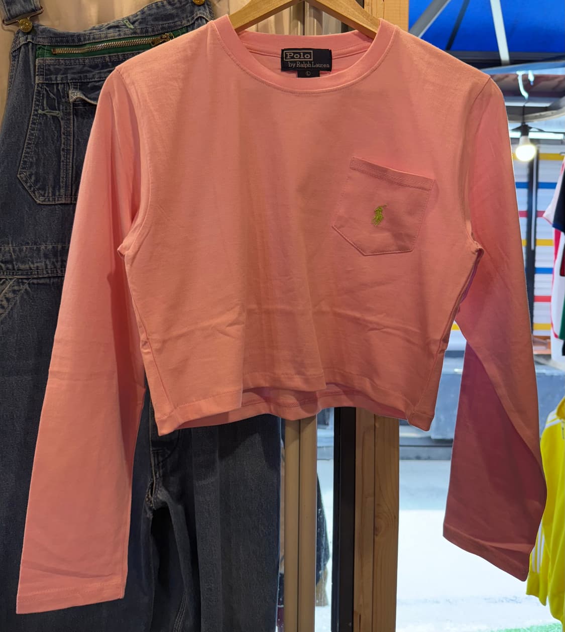 폴로 랄프로렌 연두포니 핑크 크롭 티셔츠 상품이미지1