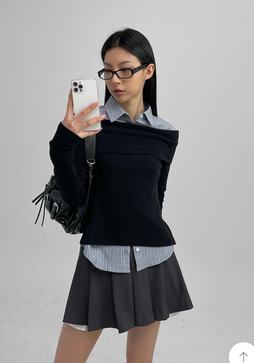 블랙업 하이테 스트라이프 셔츠 블루 S 상품이미지5