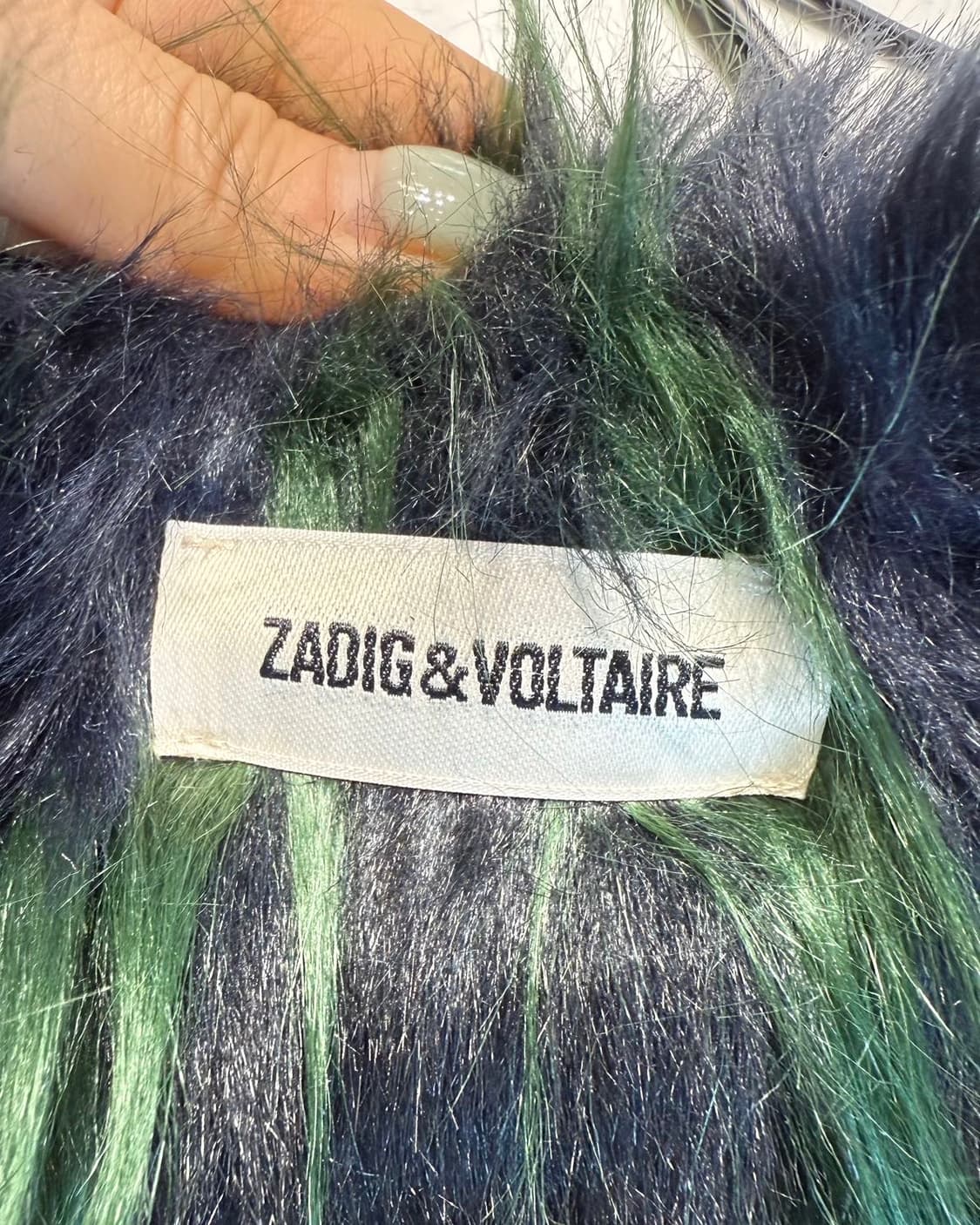 쟈딕 앤 볼테르 블루 그린 패턴 퍼 코트 상품이미지8