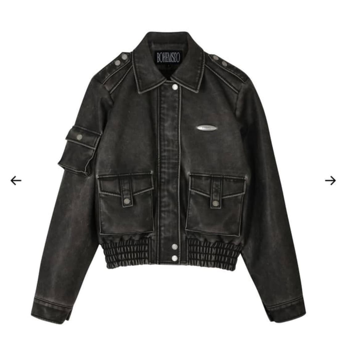 보헤미안 서울 레더 봄버 워시드그레이 1 상품이미지1