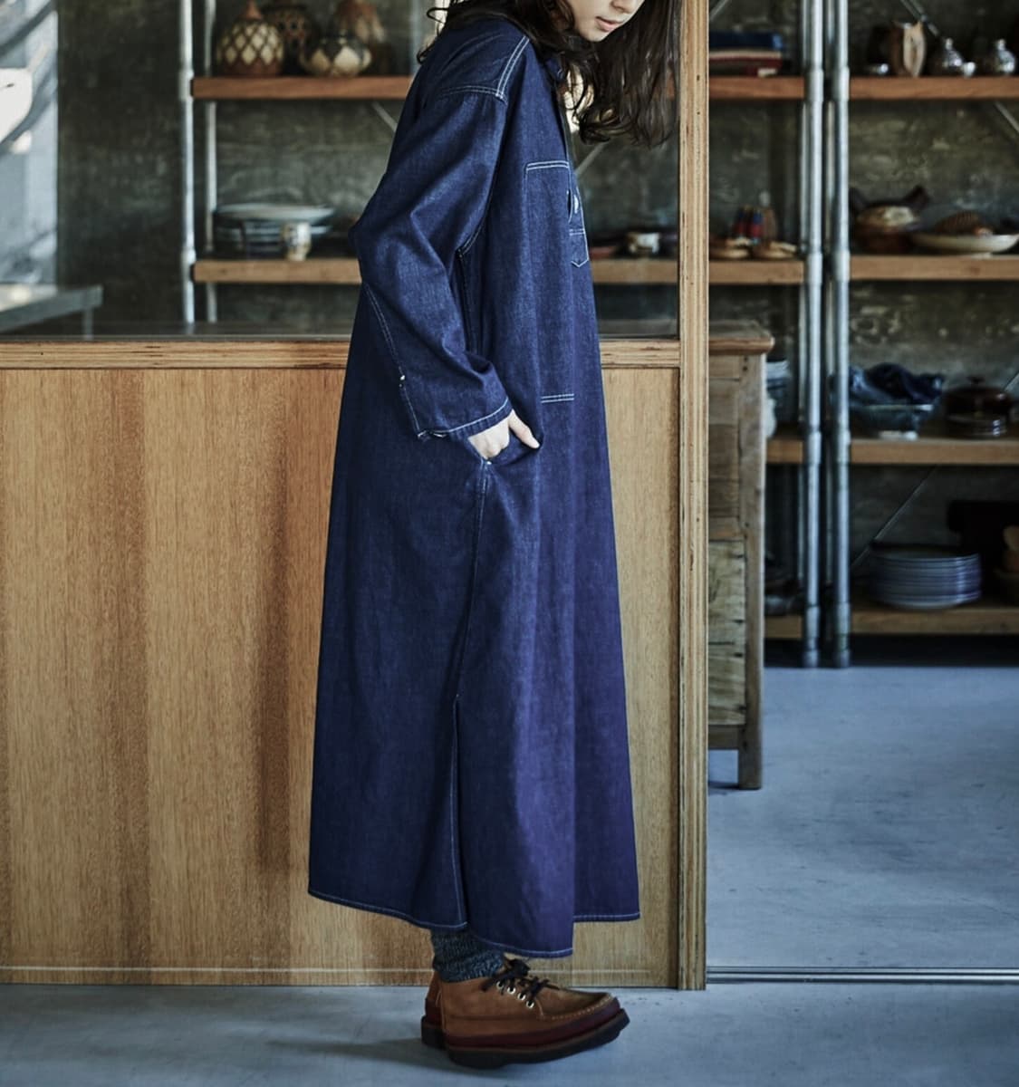 오어슬로우 japan 인디고 데님 원피스 (실착샷ㅇ) 상품이미지4