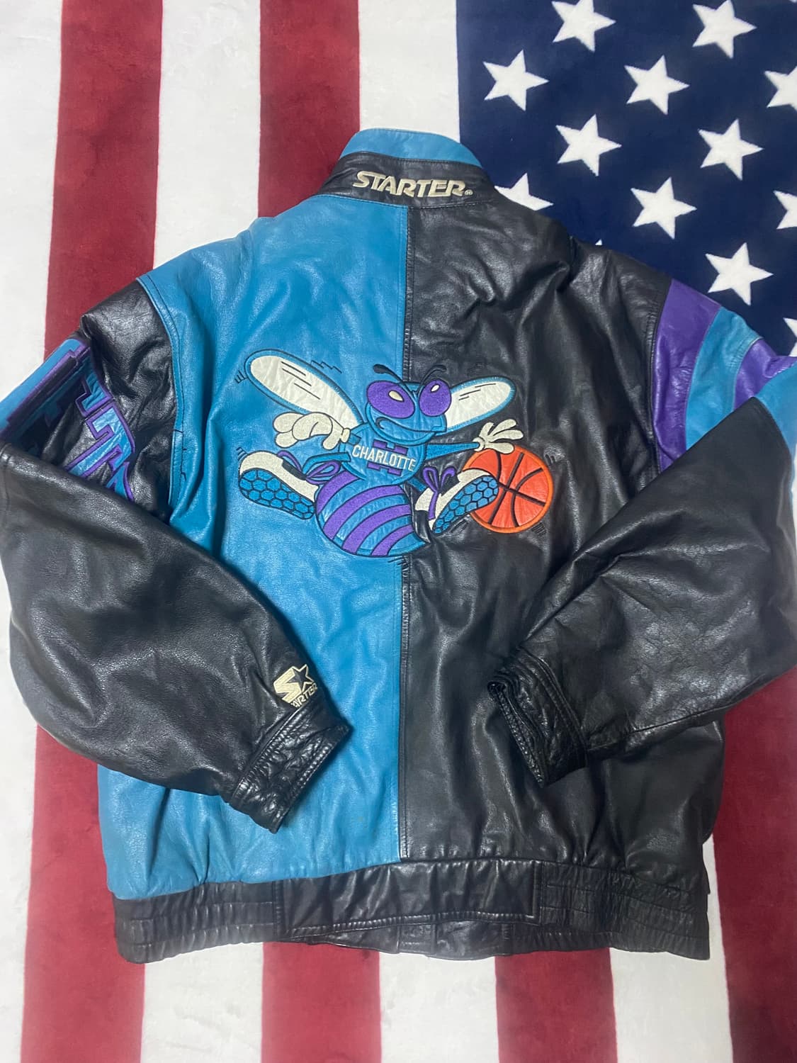 NBA 90s 샬럿 호네츠 스타터 가죽자켓 상품이미지8
