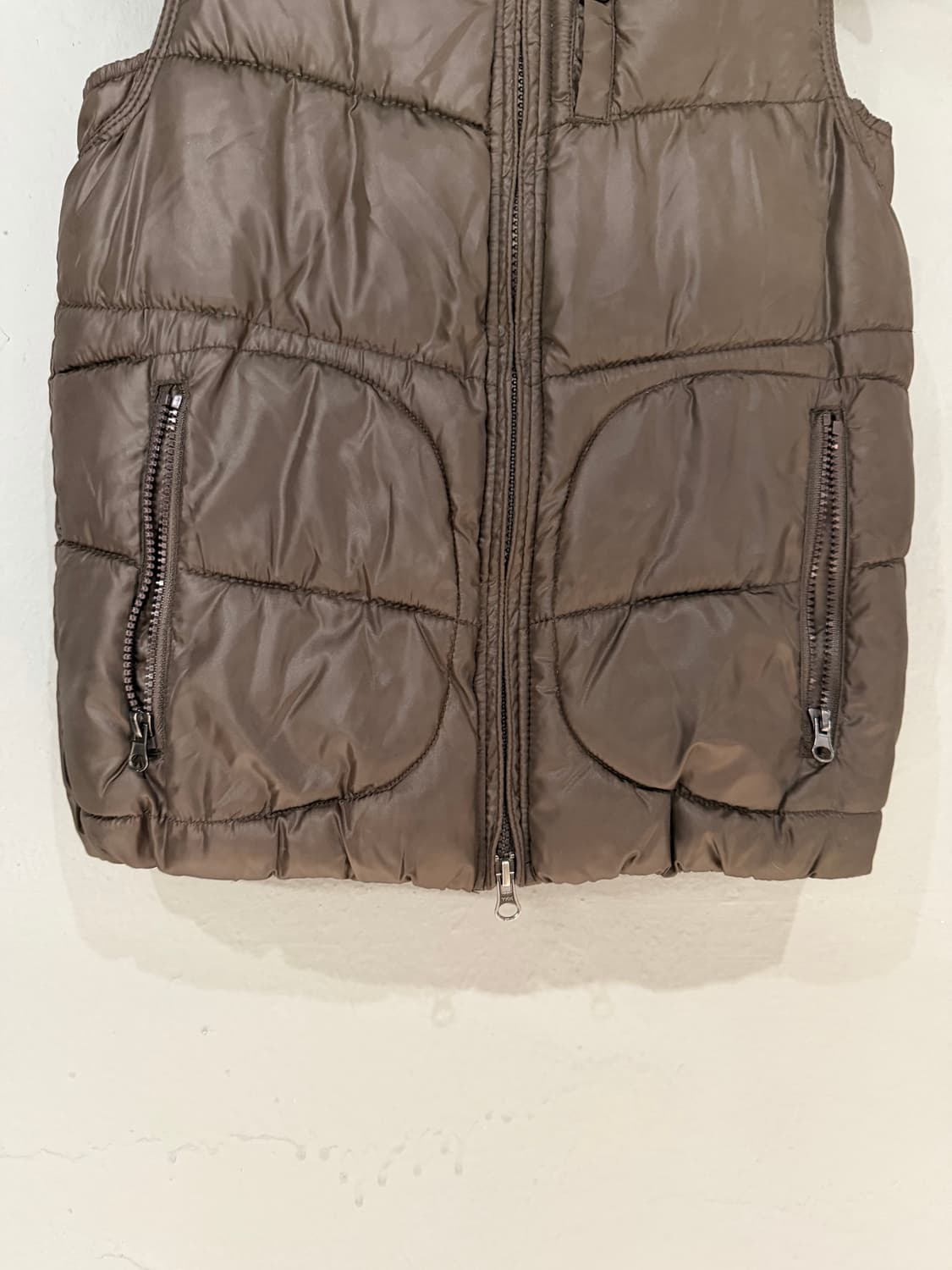 brown fur trimming point padding vest 상품이미지6
