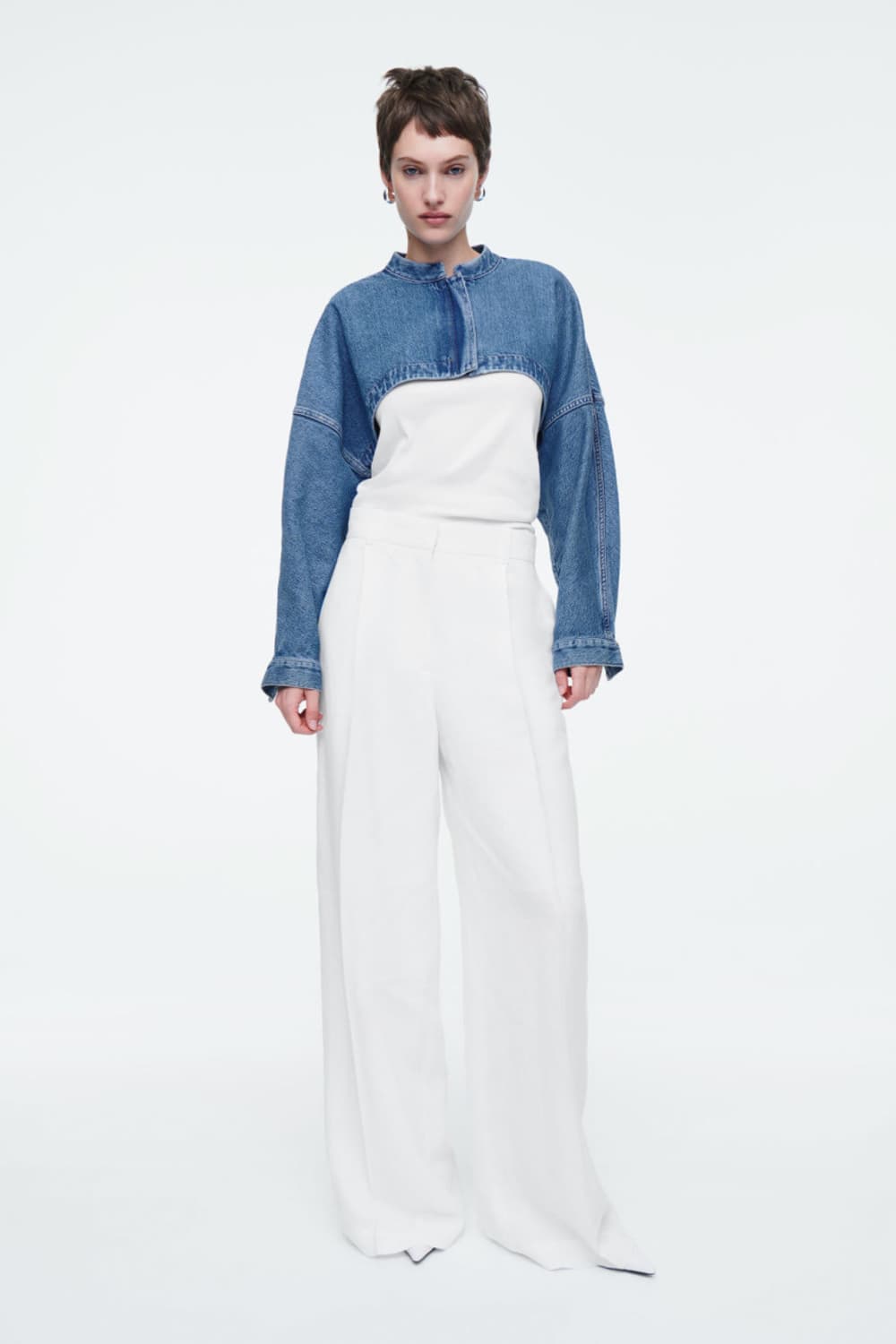 COS 코스 하이브리드 데님 크롭 탑 자켓 상품이미지2