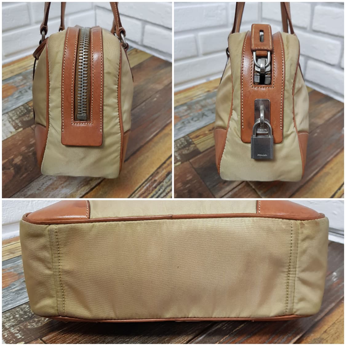 [정품] 프라다 나일론 숄더백 베이지 브라운 상품이미지6
