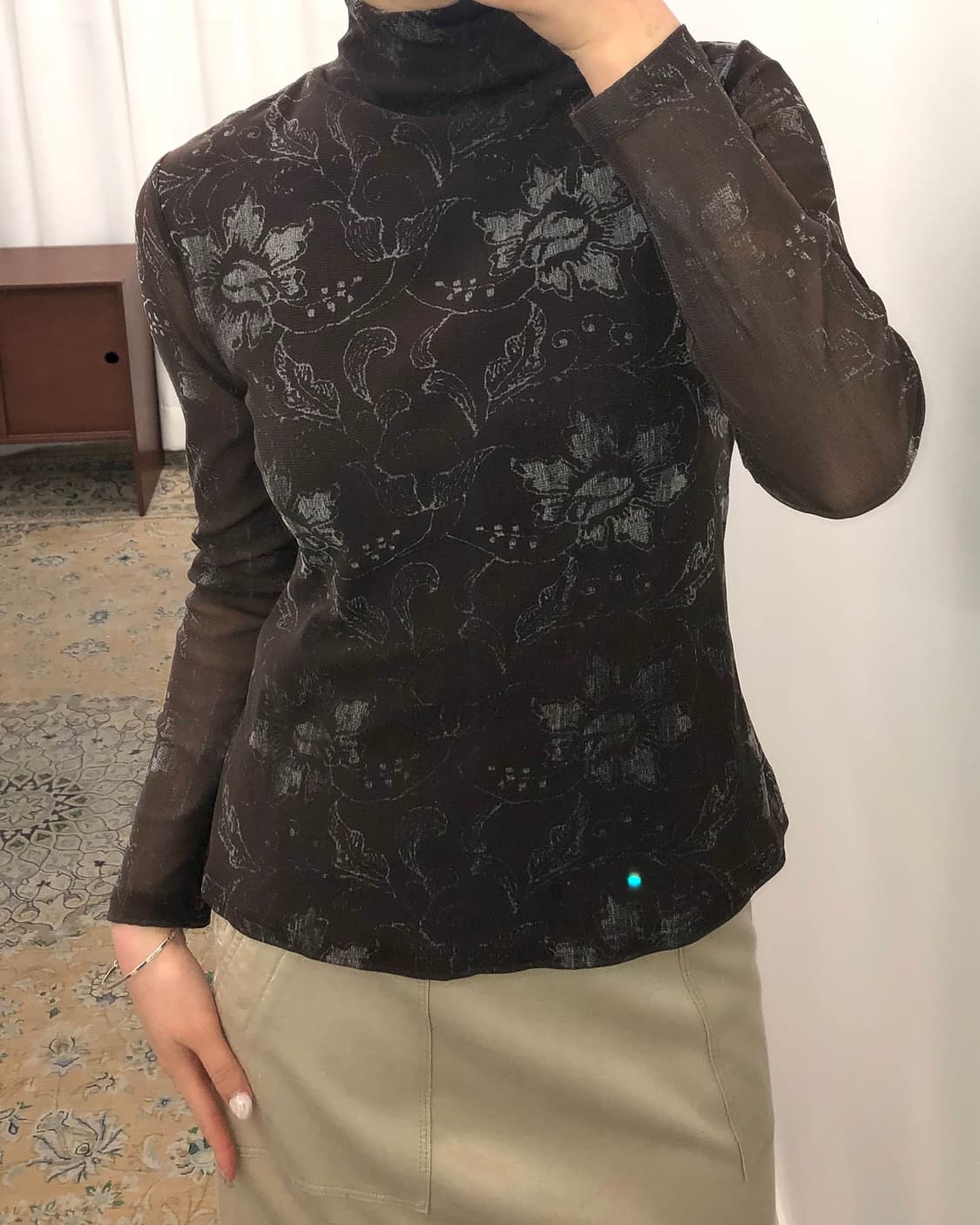 브라운 플라워 슬리브 상품이미지2