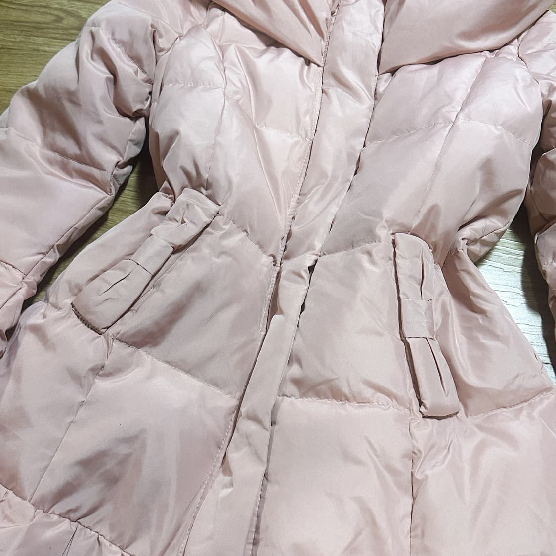 빈티지 핑크 리본 패딩 히메갸루 로걀 라떼 리즈리사깔 이시하라사토미 상품이미지2