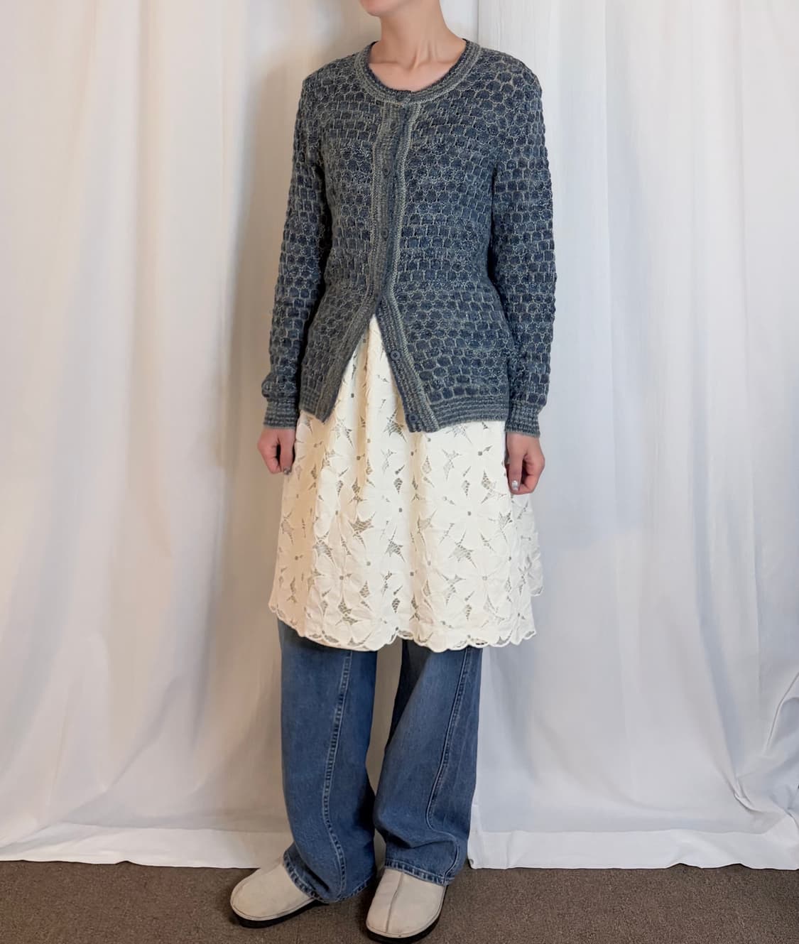 Circular Knit Cardigan - Blue 상품이미지5