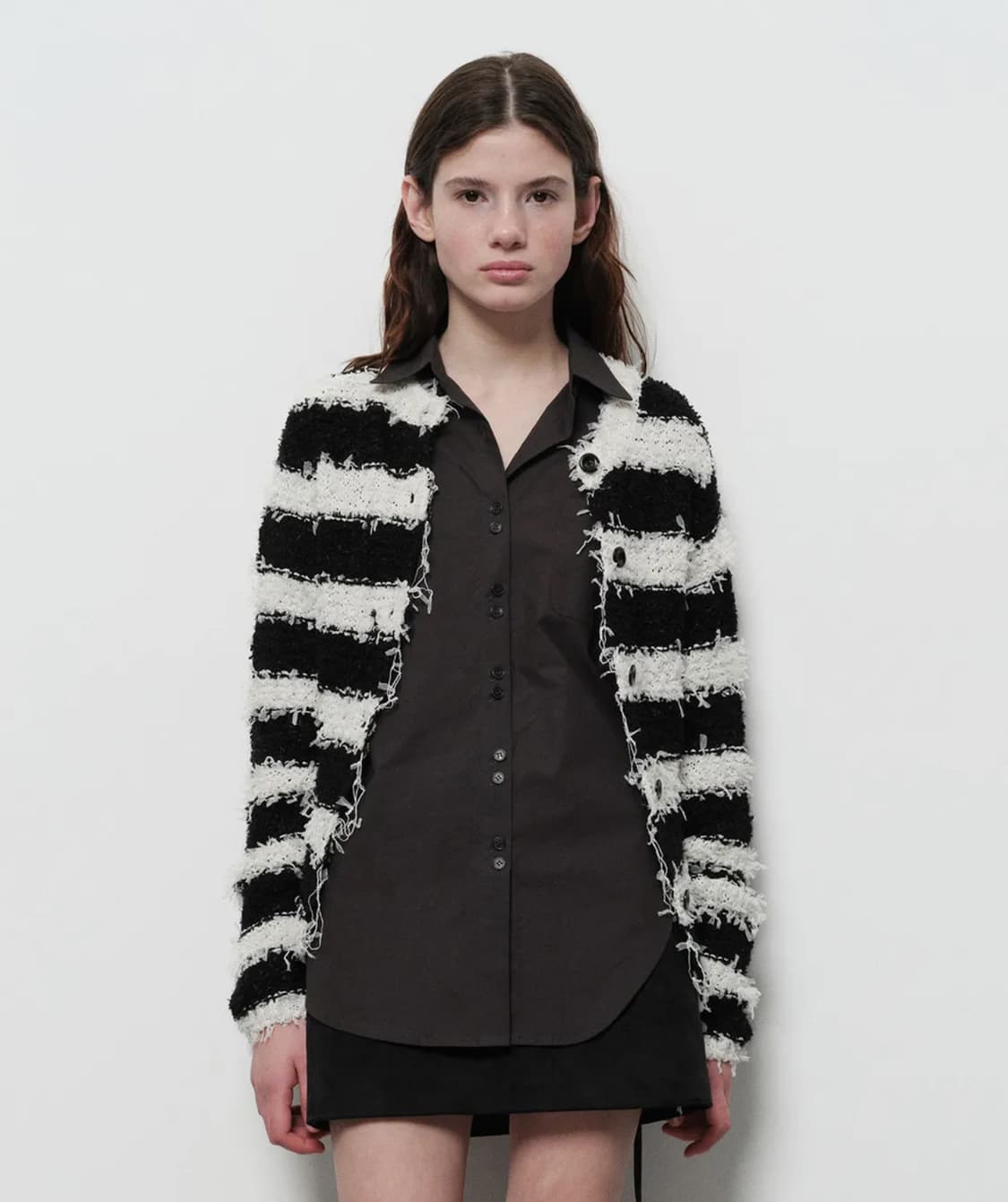 다이애그널 스트라이프 가디건 니트 가디건 단가라 상품이미지3