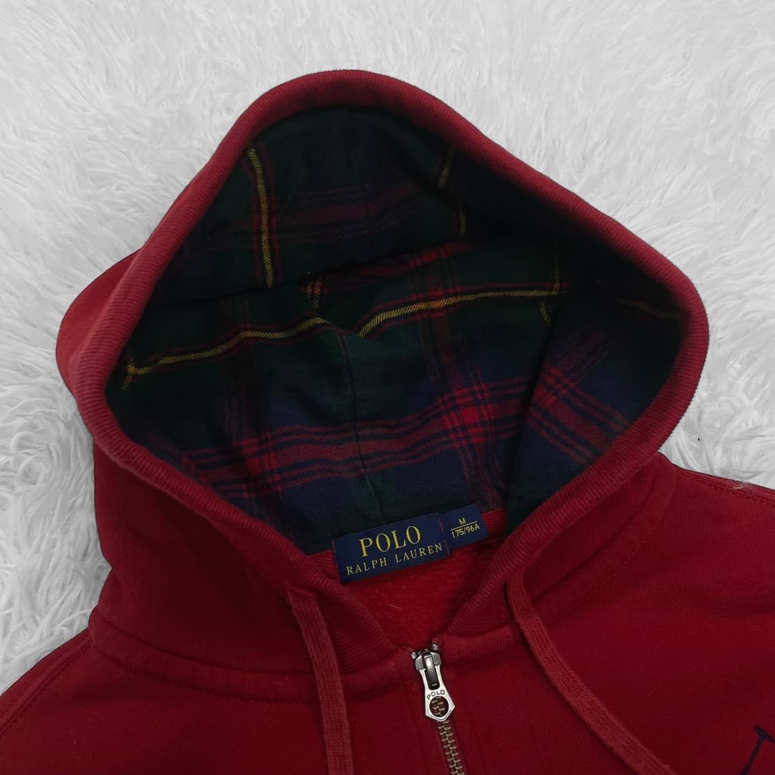 폴로 랄프로렌 빅 포니 체크 후드집업 레드 상품이미지4