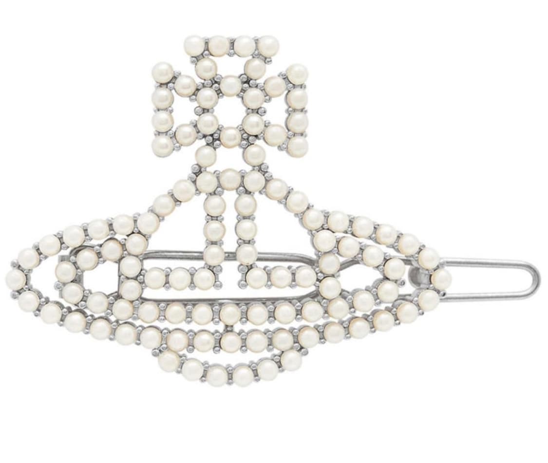 비비안웨스트우드 펄 라지 헤어 클립 실버 상품이미지1