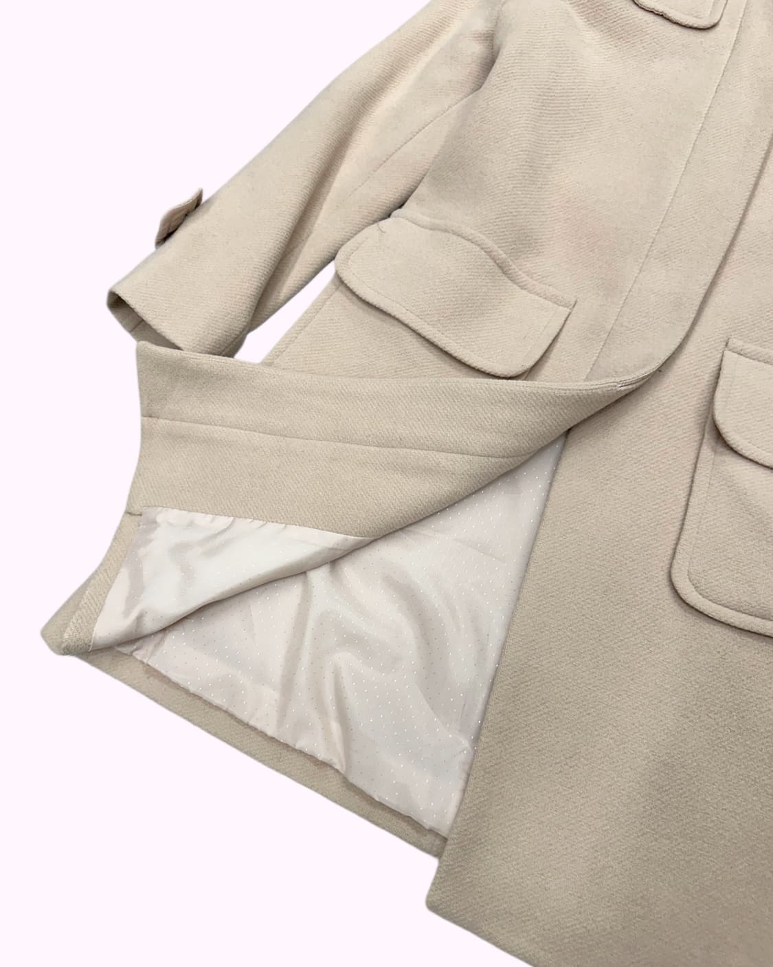 beige wool fur hood coat 상품이미지4