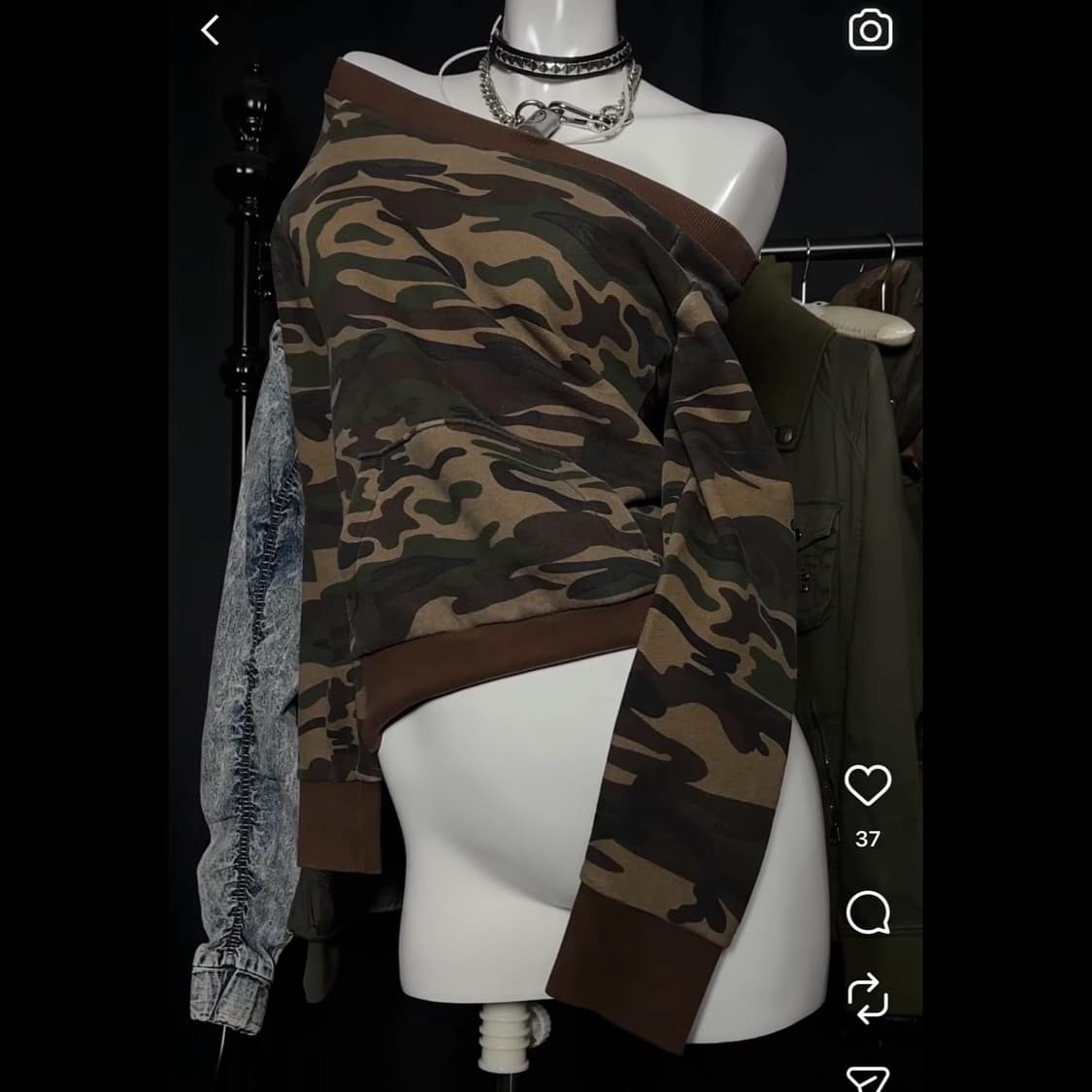 밀리터리 롱슬리브 롱슬 원숄더 와투케 y2k 아케호무 큐빈 와걸 빈치지 상품이미지1