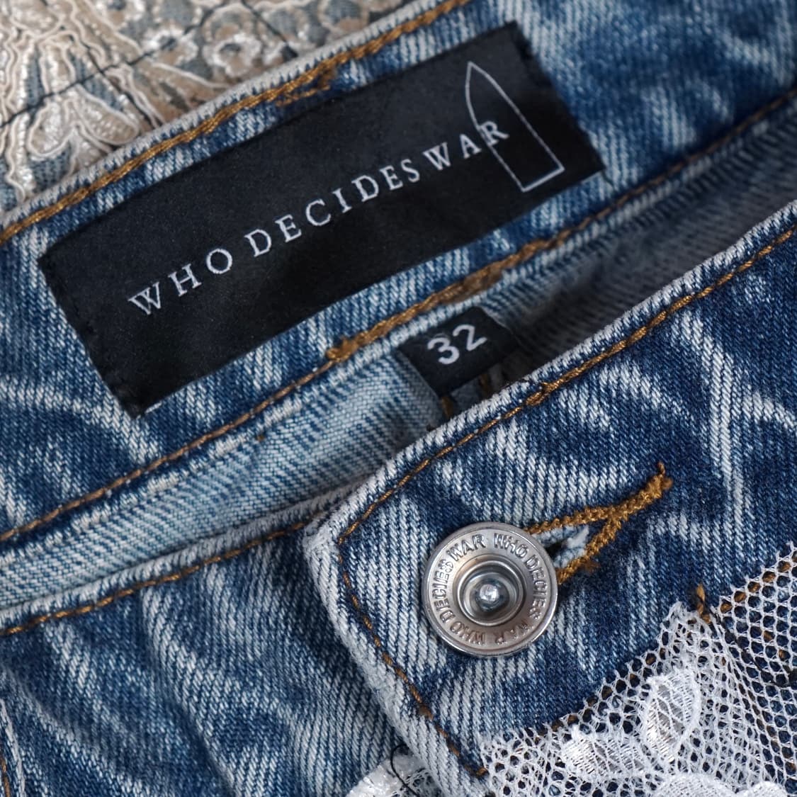 Who Decides War 그리드 레이스 데님팬츠 상품이미지7