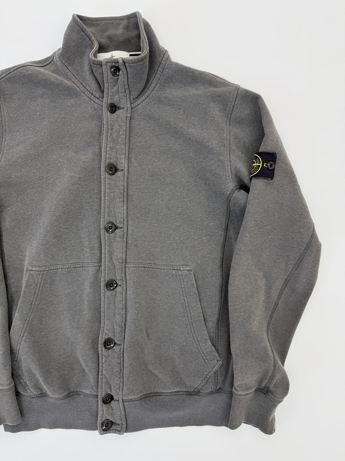 Stone Island 가먼트다잉 버튼업 하이넥 집업 스웻 자켓 상품이미지2